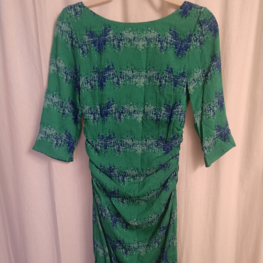 Tracy Reese Green and blue mid sleeve dress